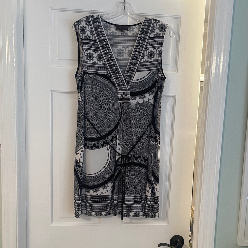 Hale Bob Black and White Geometric Mini Dress